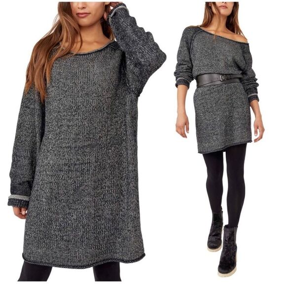 Free People Lenox Tunic Sweater in Onyx - Picture 1 of 2